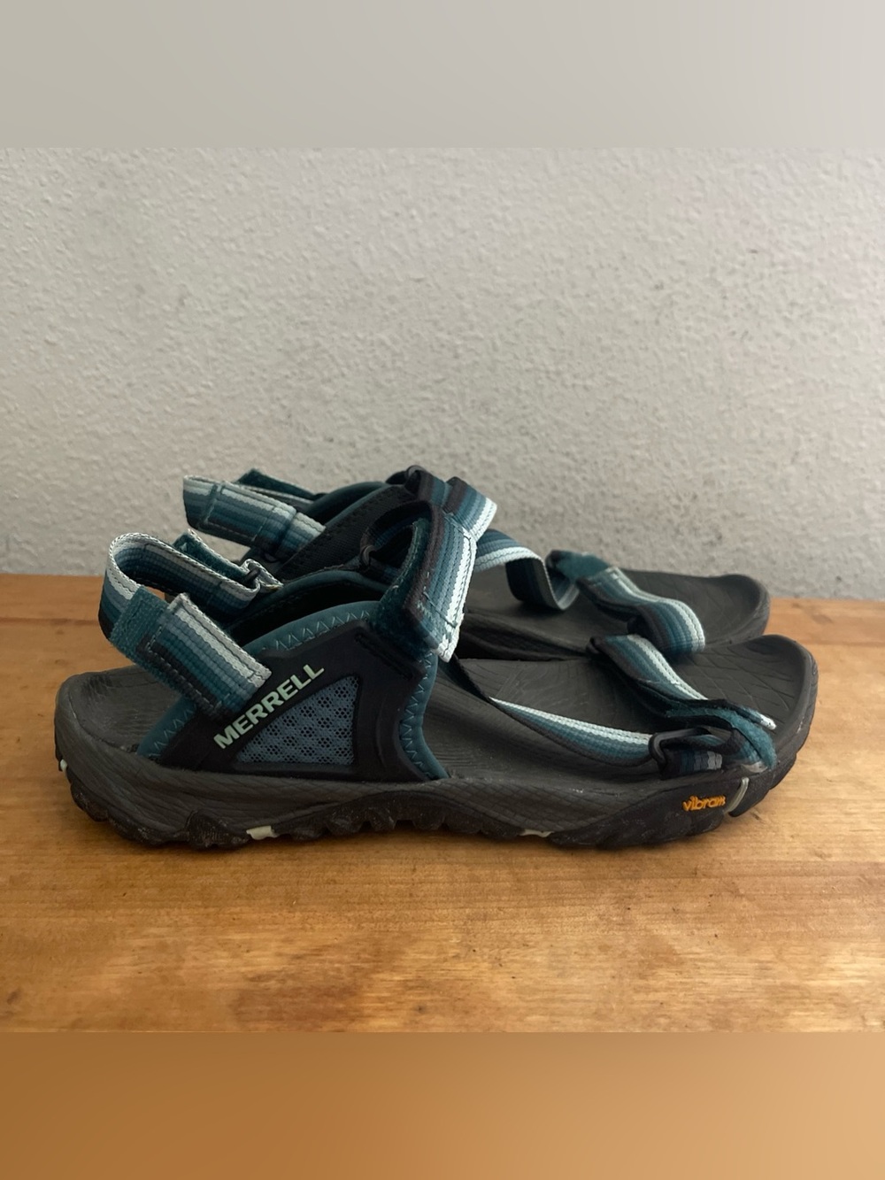 Merrell Sea Pine All Out Blaze Web Women Sandals Strappy Vibram Hiking Teal Sz 8